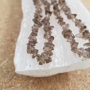 Genuine Smokey Quartz Long Necklace 37" Christmas Stocking Stuffers Gift Idea